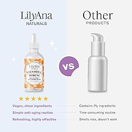 LilyAna Naturals Vitamin C Serum for Face - with Hyaluronic Acid and Vitamin E, Anti Aging Serum, Reduces Age Spots and Sun Damage, Promotes Collagen and Elastin (Double Pack)