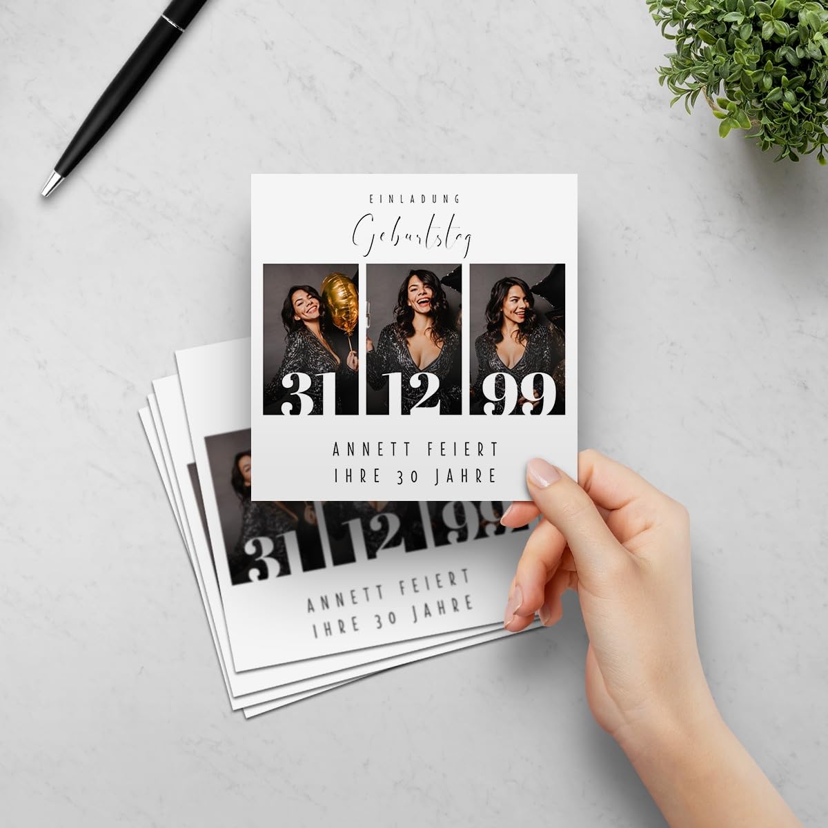 Personalisierte Geburtstagseinladungen – Selbst Gestalten Mit Foto & Text, 148x148 Mm, 300 G/qm