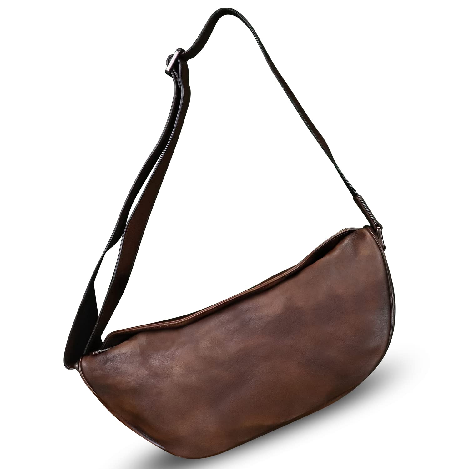 Genuine Leather Sling Bag Crossbody Casual Daypack Vintage Handmade Hiking Chest Shoulder Backpack Motorcycle Bag