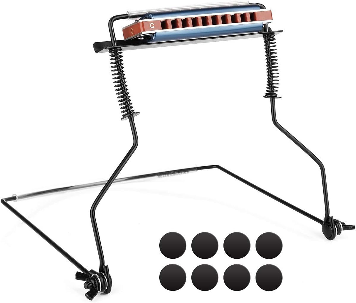 Eison Harmonica Holder 10 Holes Black Neck Hands Free with Felt Pads