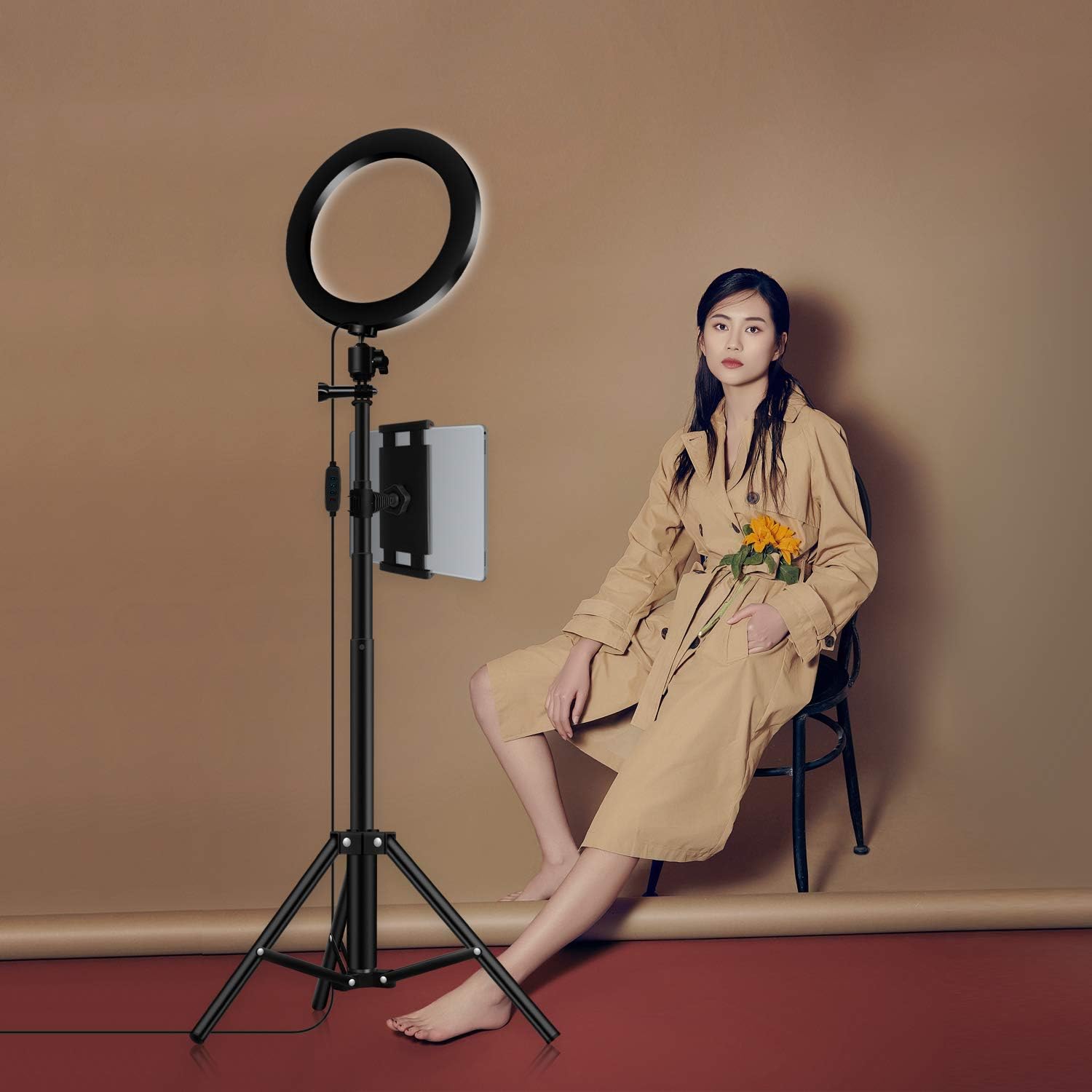 Ring Light with Tripod Stand Phone Selfie Kit - 8 inch LED Circle Lights for Makeup Blog YouTube Video Photo Camera Studio Lighting Work with iPhone iPad Tablet Android Phones