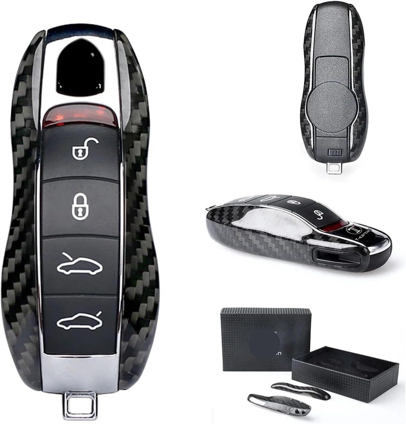 Real Carbon Fiber Car Key Shell Case Remote Key Housing Cover Compatible with Porsche 911 Cayenne Panamera