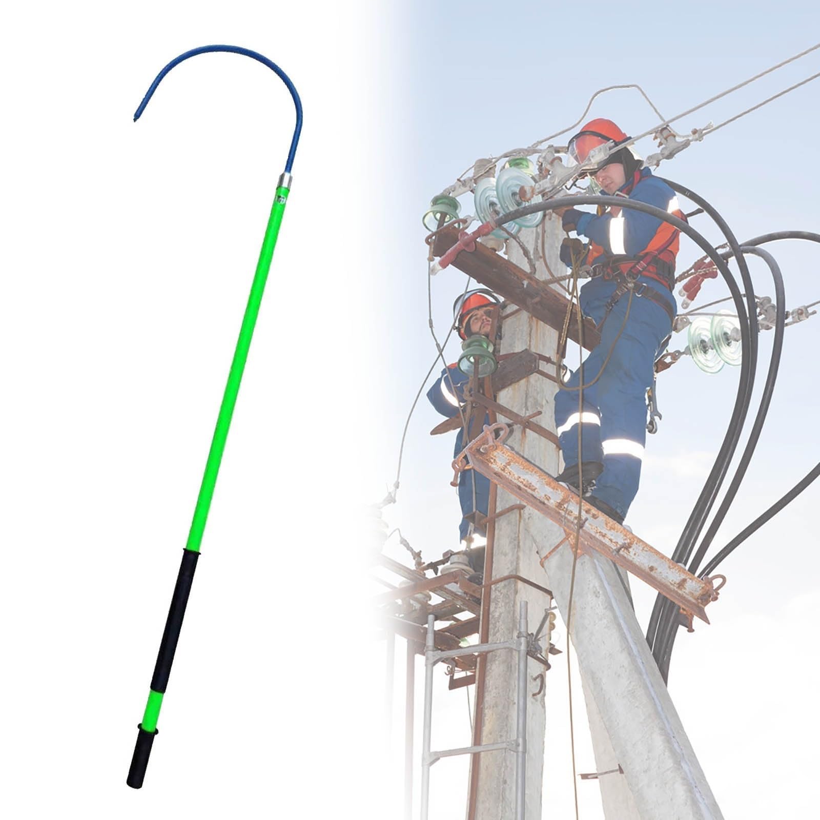 GHHVFEC Insulated Rescue Stick - Lightweight Electrocution Safety Hook, Reinforced Fiberglass Handle, Emergency Rescue Pole for Electric Vehicle Accidents, Essential Safety Gear