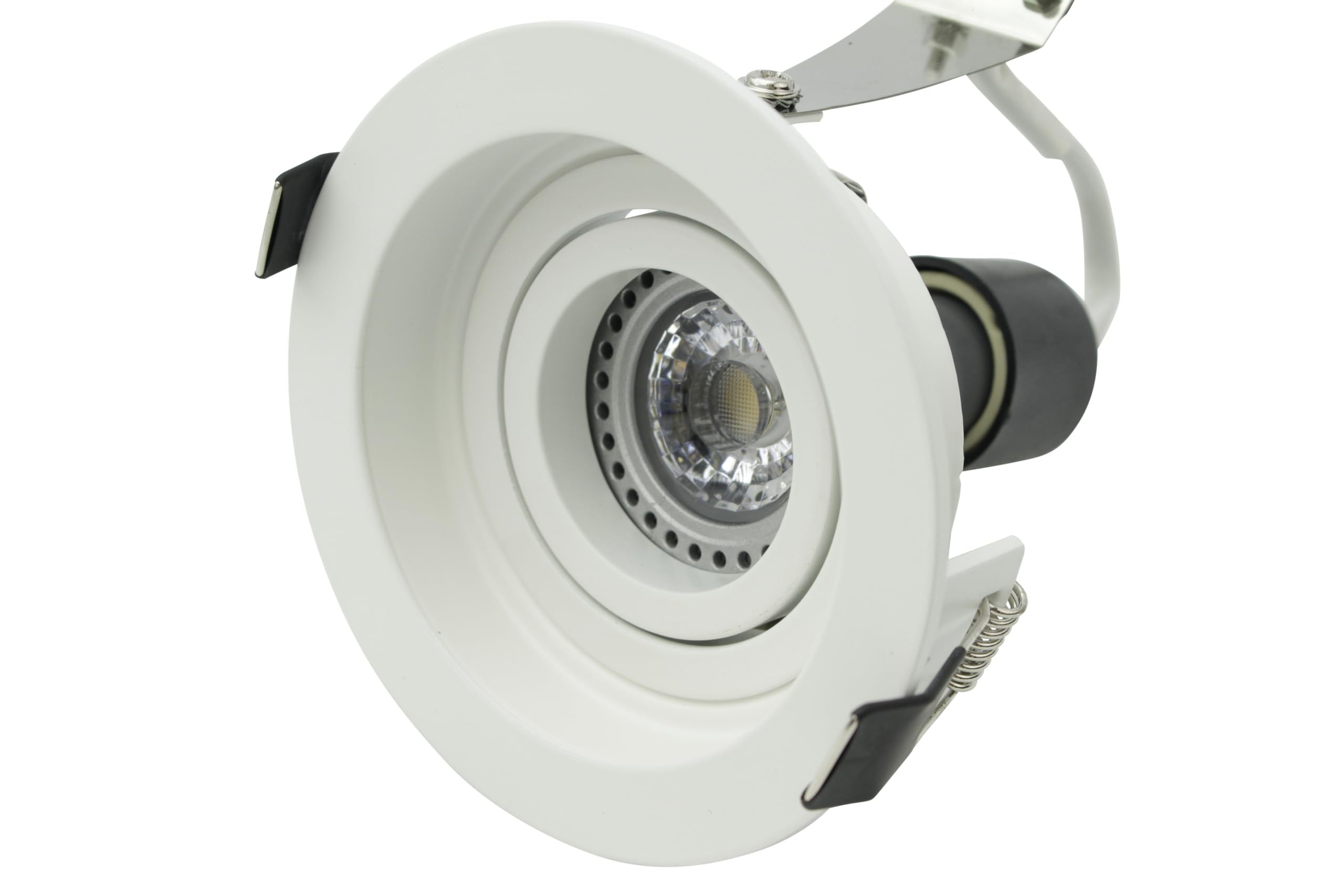 LED Einbaustrahler Downlight Spot GU10 rund ultra flach dimmbar schwenkbar tief versenkt Warmweiß 3000K IP20 230V (Weiß/Weiß, 10er Set) inkl. austauschbarem Leuchtmittel