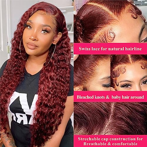 Natural Color 13x6 Deep Wave Lace Front Wigs 24 Inch+Reddish Brown 13x4 Deep Wave Lace Front Wigs 30 Inch