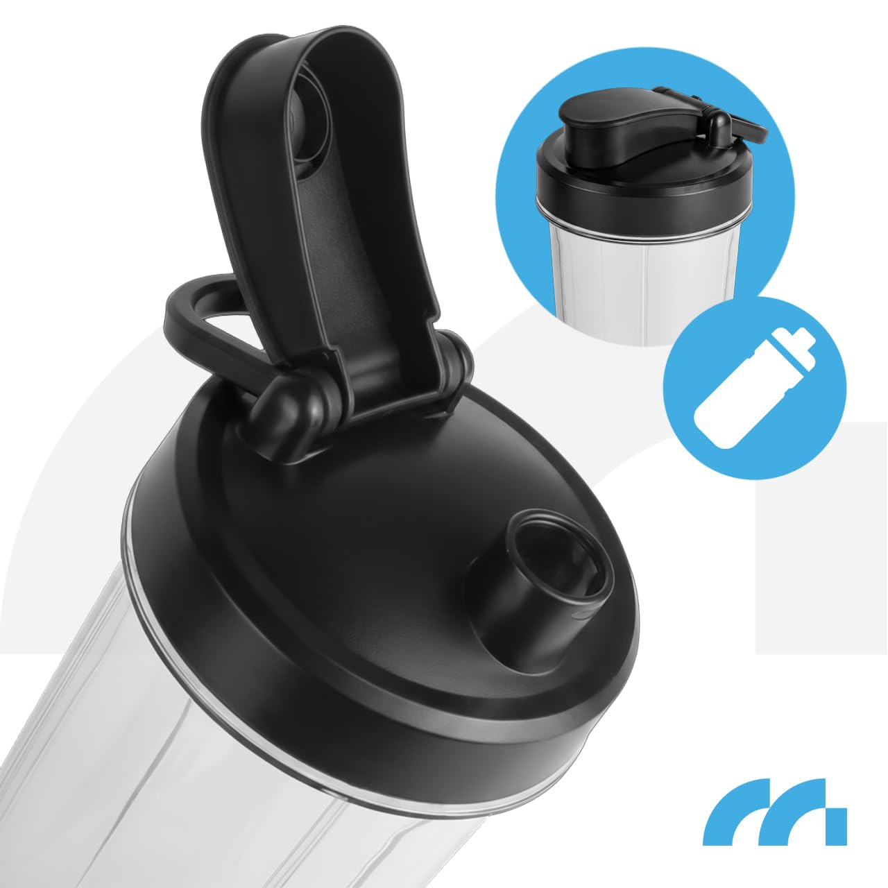 MalTec Standmixer Glas 1,5 L mit 500 ml To-Go-Flasche, 1000 W Motor, 6 Edelstahlklingen, 2 Geschwindigkeiten und Pulsfunktion, rutschfeste Füße, BPA-frei, für Smoothies, Suppen, Proteinshakes