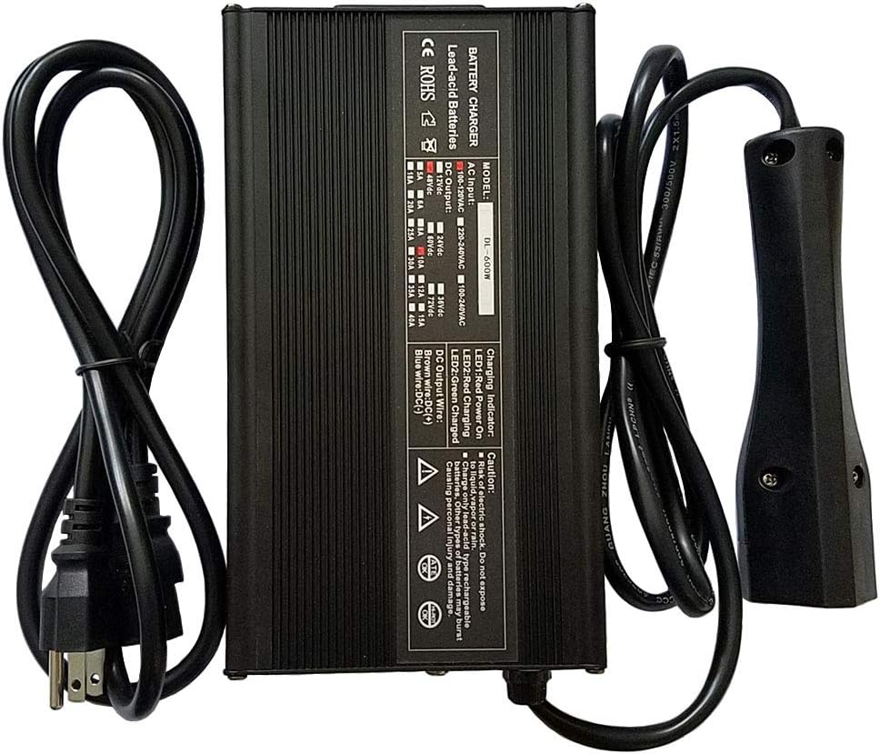 48 Volt 10 Amp Golf Cart Battery Charger Fit EZGO RXV TXT 3-Pin Connector