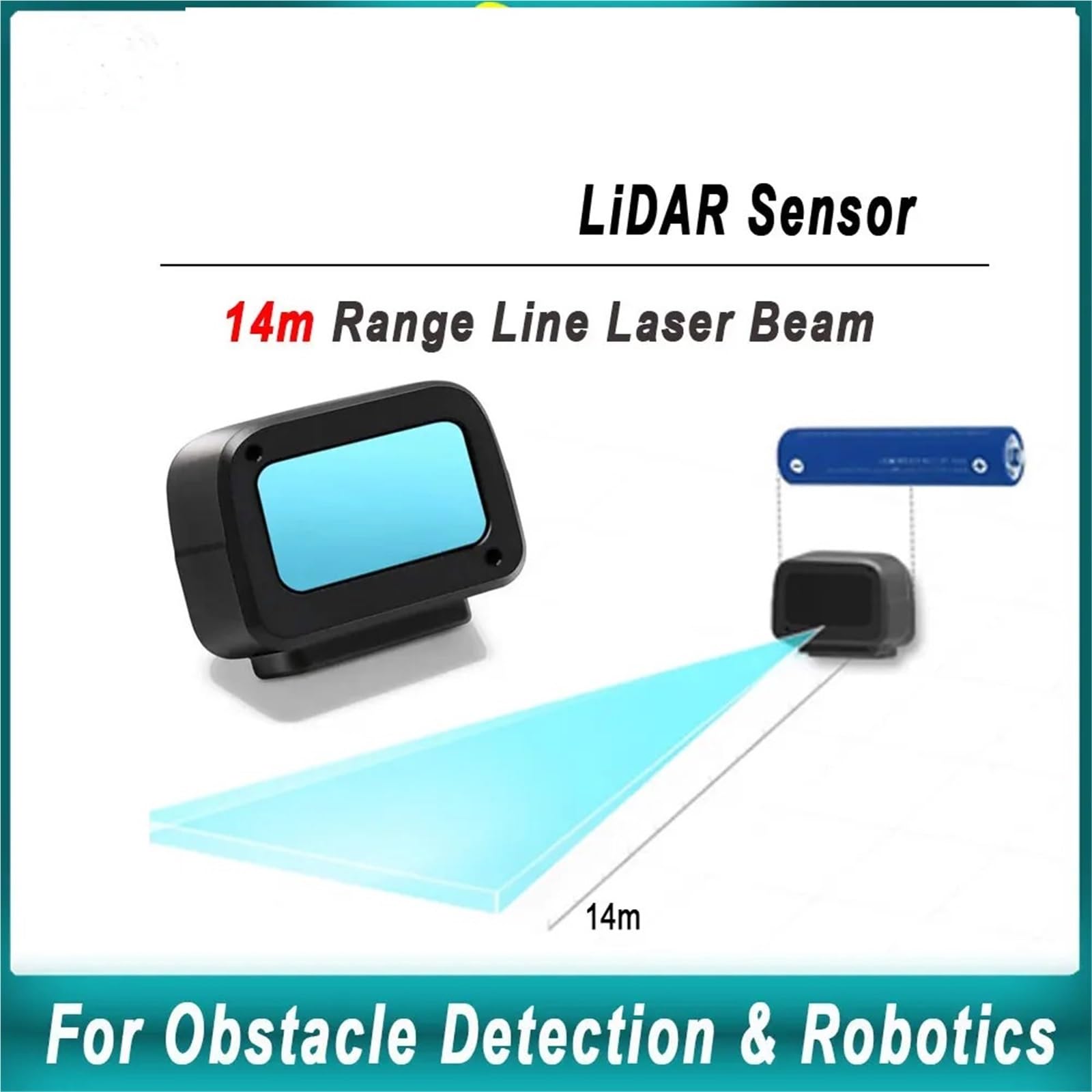 Czujnik LiDAR Zasięg 14 m Wiązka lasera liniowego PToF UART I2C I/O do wykrywania przeszkód i robotyki Wodoodporny