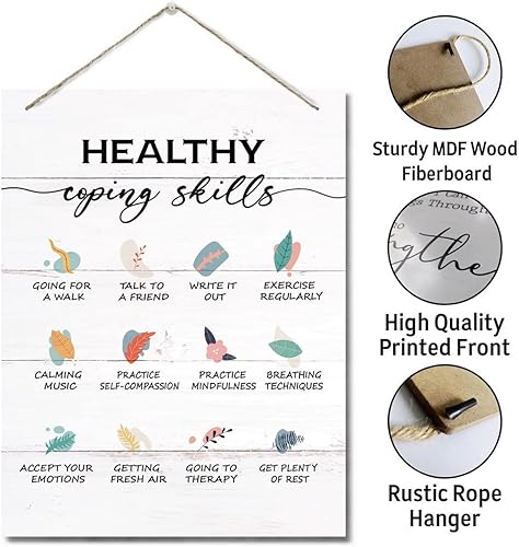 Miniatura 10 de Letrero decorativo de Growth Mindset, placa de pared impresa colgante de madera, psicólogo escolar, arte de pared para decoración de oficina,