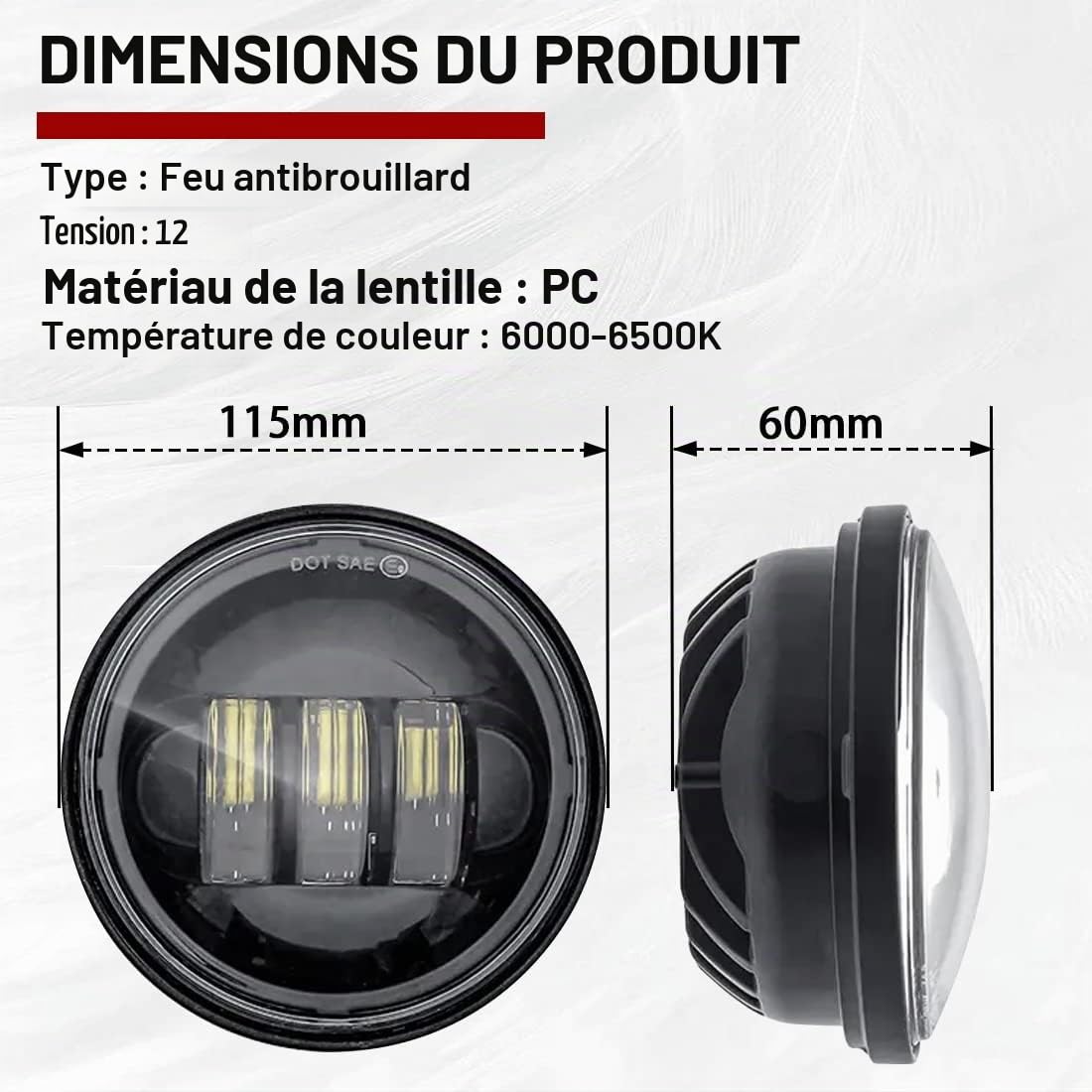 2 pcs Noir 11,4 cm 30 W Noir LED brouillard auxiliaire Phare Moto Passing Fog Light Lampe pour Harley Davidson