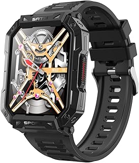 AZMANI blood Glucose Smart Watch ECG+PPG HRV Fitness Tracker Heart Rate Temperature Blood Pressure Sleep Mornitor sport Watch Step Counter Sport Watch,Black,L