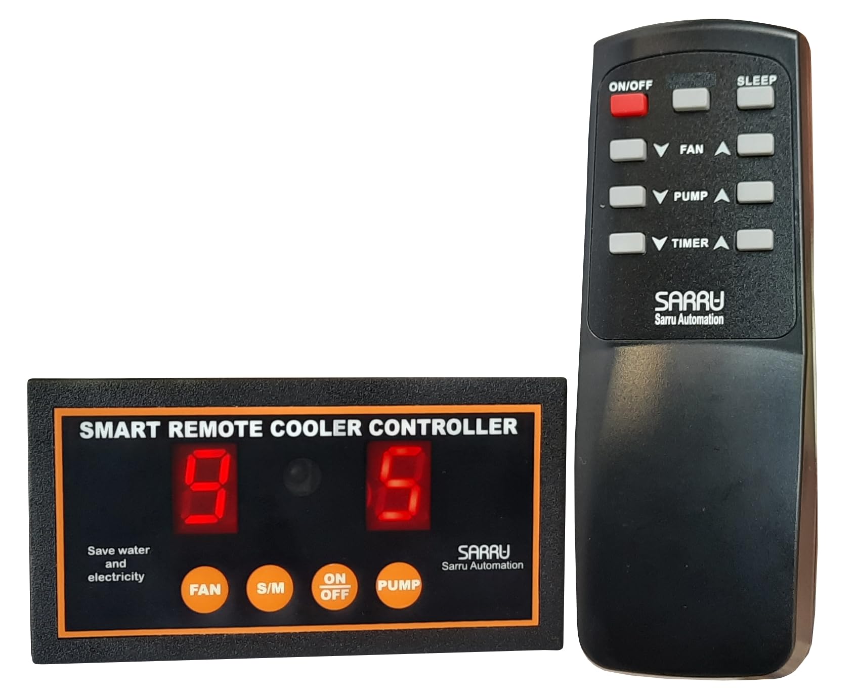 Sarru CC61 Air Cooler Remote Controller for 10 Steps Fan Motor Speed Regulation Maximum 300W, 6 Steps Water Pump Motor Settings, Sleep Mode, System ON/OFF Timer and Dual Display..