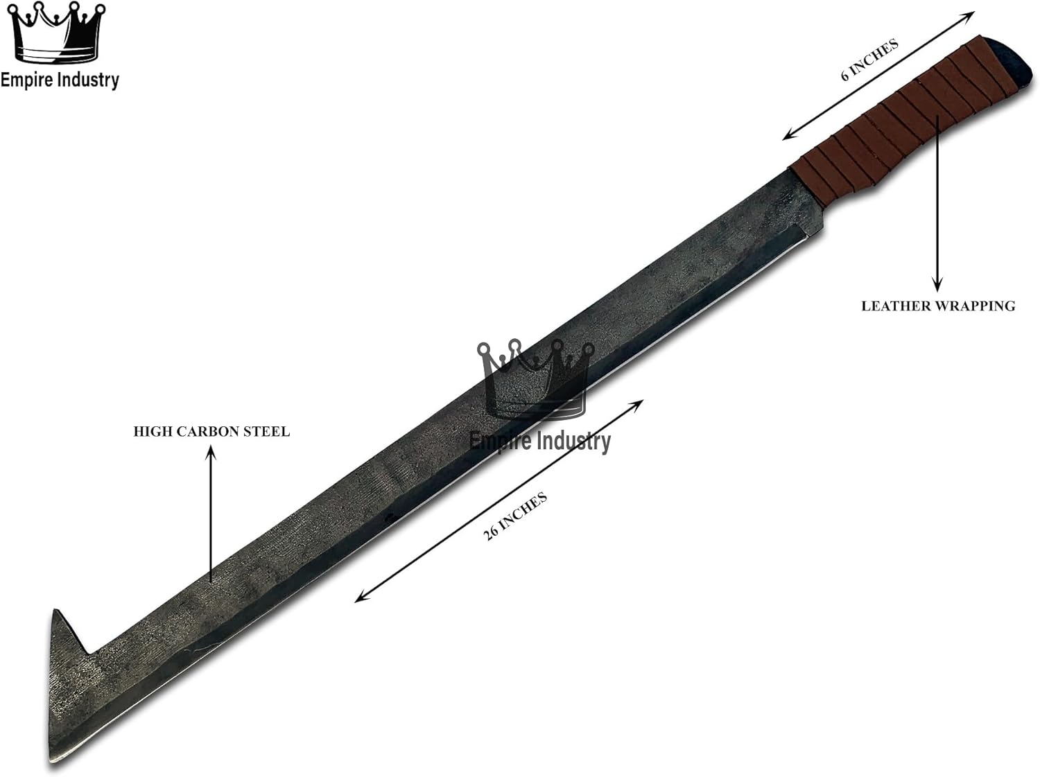 Empire -32 Inch Long Handmade J2 Steel Full Tang Uruk-Hai Scimitar Sword with Sheath - Leather Wrapping Grip Hunting Sword Survival Sword with Sharp Edge - Machete - Best Gift for Him - Birthday Gift