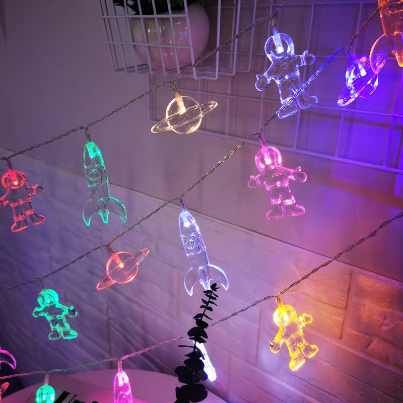 Catena Luminosa A LED Per Cameretta 1,5m – Tema Spazio Con Astronauta (10 LED, Impermeabile, Timer) - 4
