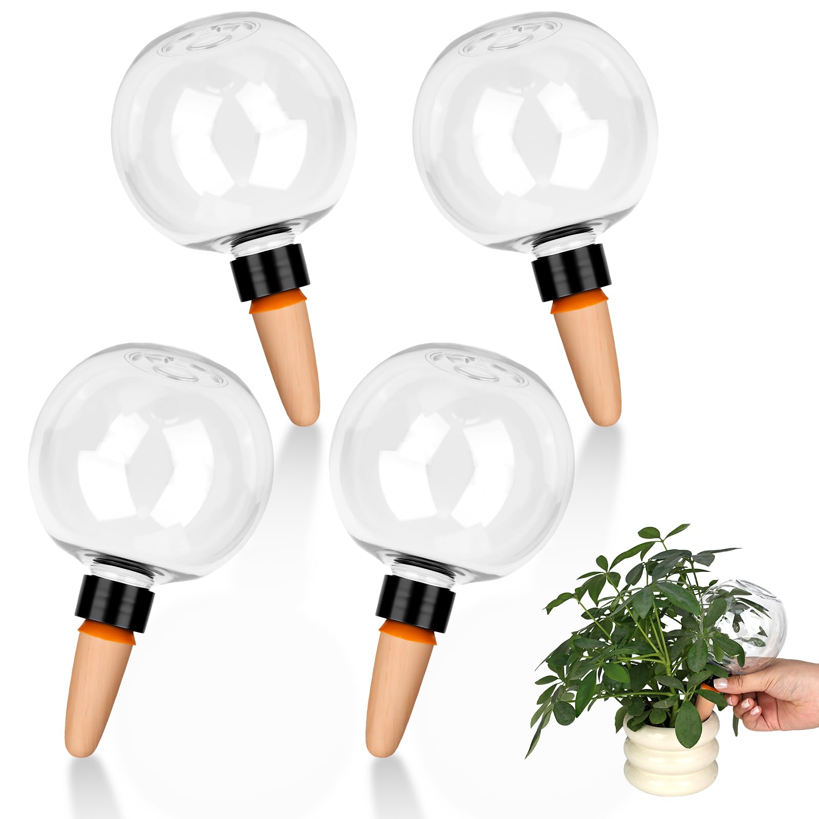 elthmpr Plant Watering Globes - 4 Pcs Self Watering Plant Spikes 500ml Capacity Self Watering System, Ball Shaped Automatic Watering Device Vacation Plant Waterer for Indoor Outdoor Balcony Dormitory
