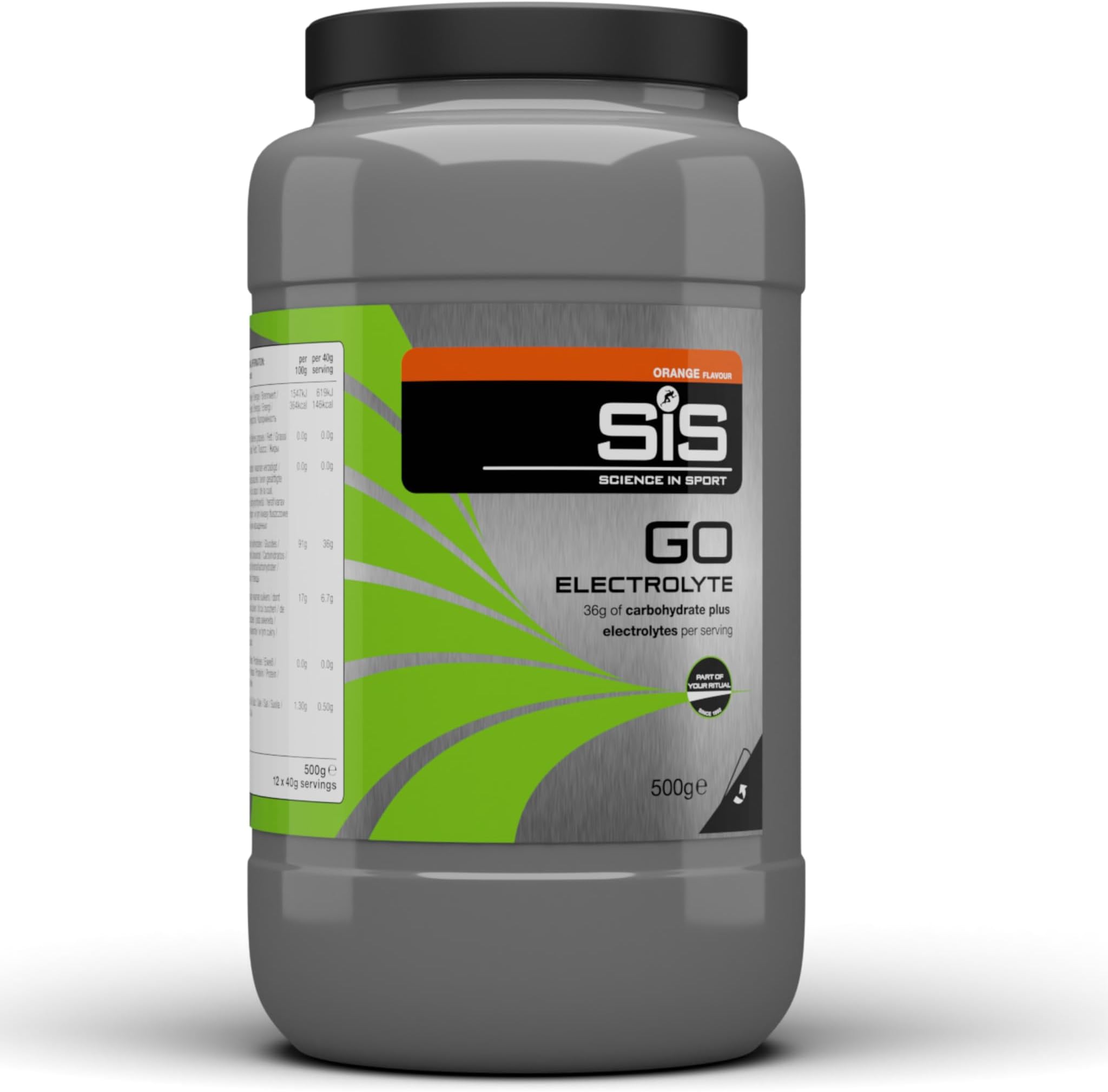 Science In Sport GO Electrolyte Powder Energy Drinks, High Carbohydrates and Sodium, Orange Flavour, 12 Servings Per 500 g