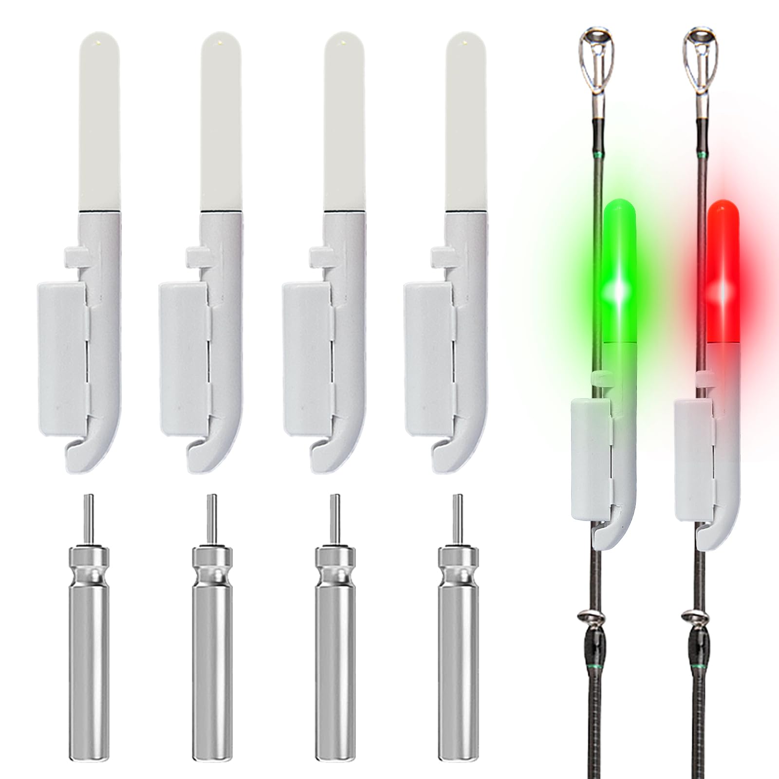 Fishing Glow Sticks Flashing Alarm, 2/4/6Pcs Large LED Night Fishing Strike Alert Glow Stick Bite Alarm, Battery Included, LED Glow Sticks for Fishing Rod Tip Glow Stick