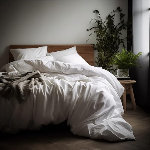 Miniatura 9 de HeimenAogo Juego de funda de edredón de algodón egipcio de 600 hilos, tamaño California King, tejido satinado, suave y sedoso, juego de ropa de cama