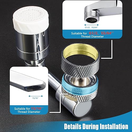 Miniatura 4 de Extensor de grifo giratorio de 1080, extensor de grifo, adaptador universal para grifo de fregadero con 2 modos giratorios, aireador de grifo de