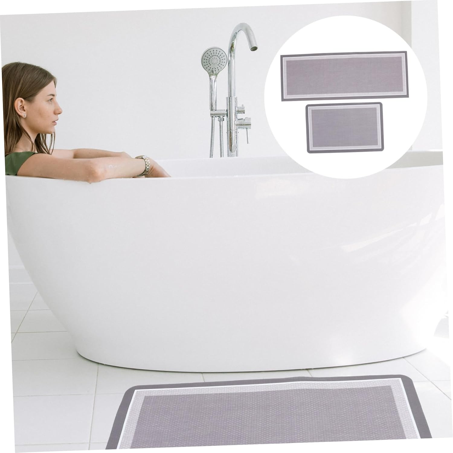 2pcs Non-Skid Floor Mats Diatomite Material Kitchen Rug Absorbent Oil-Resistant for Household