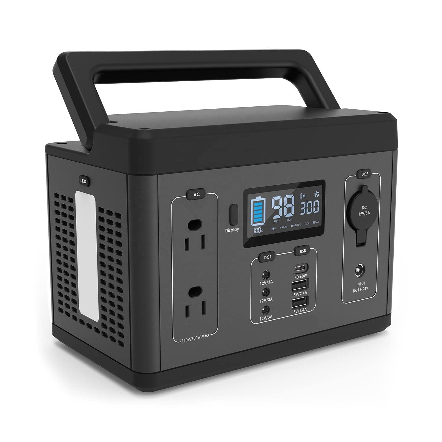 Générateur d'extérieur 560 Wh, centrale électrique portable avec 2 prises 220 V/500 W CA, avec lampe torche LED, pour usage domestique d'urgence, camping, voyage, camping-car/fourgonnette (220 V)