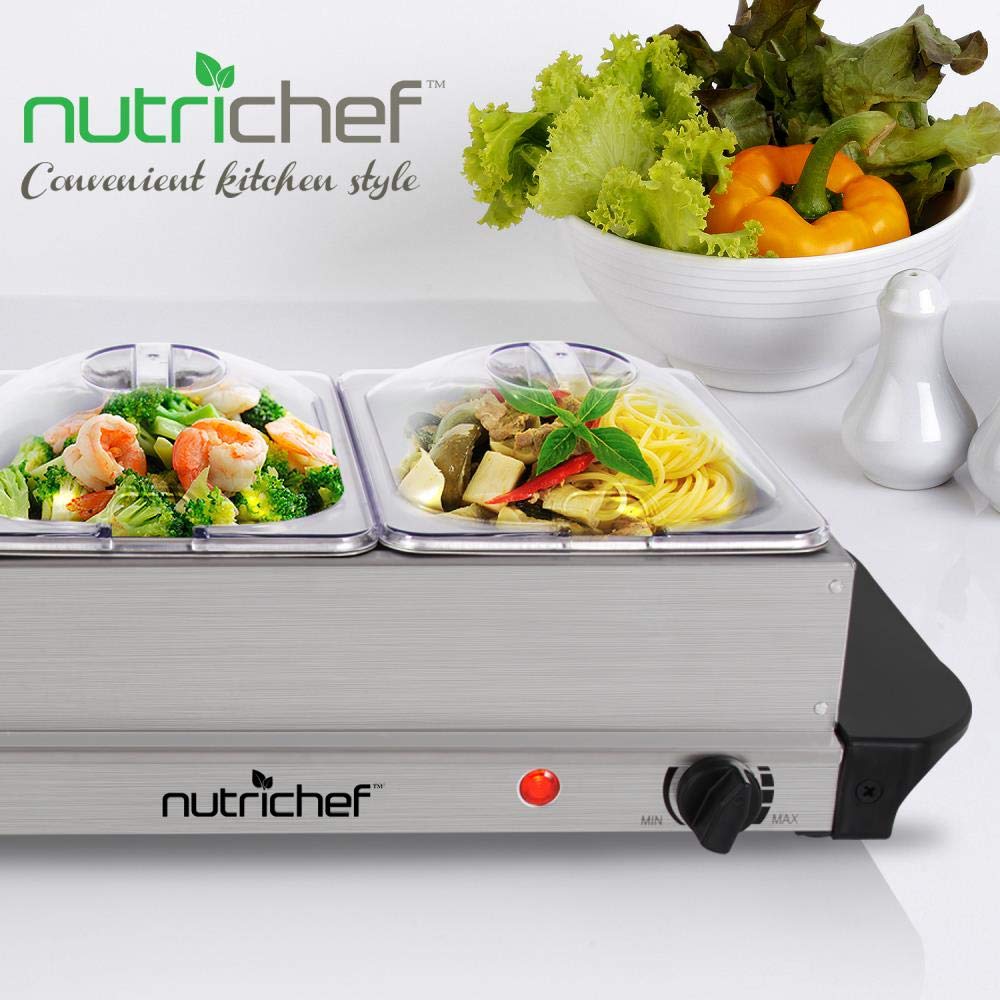NutriChef Hot Plate Food Warmer, Buffet Server Chafing Dish Set