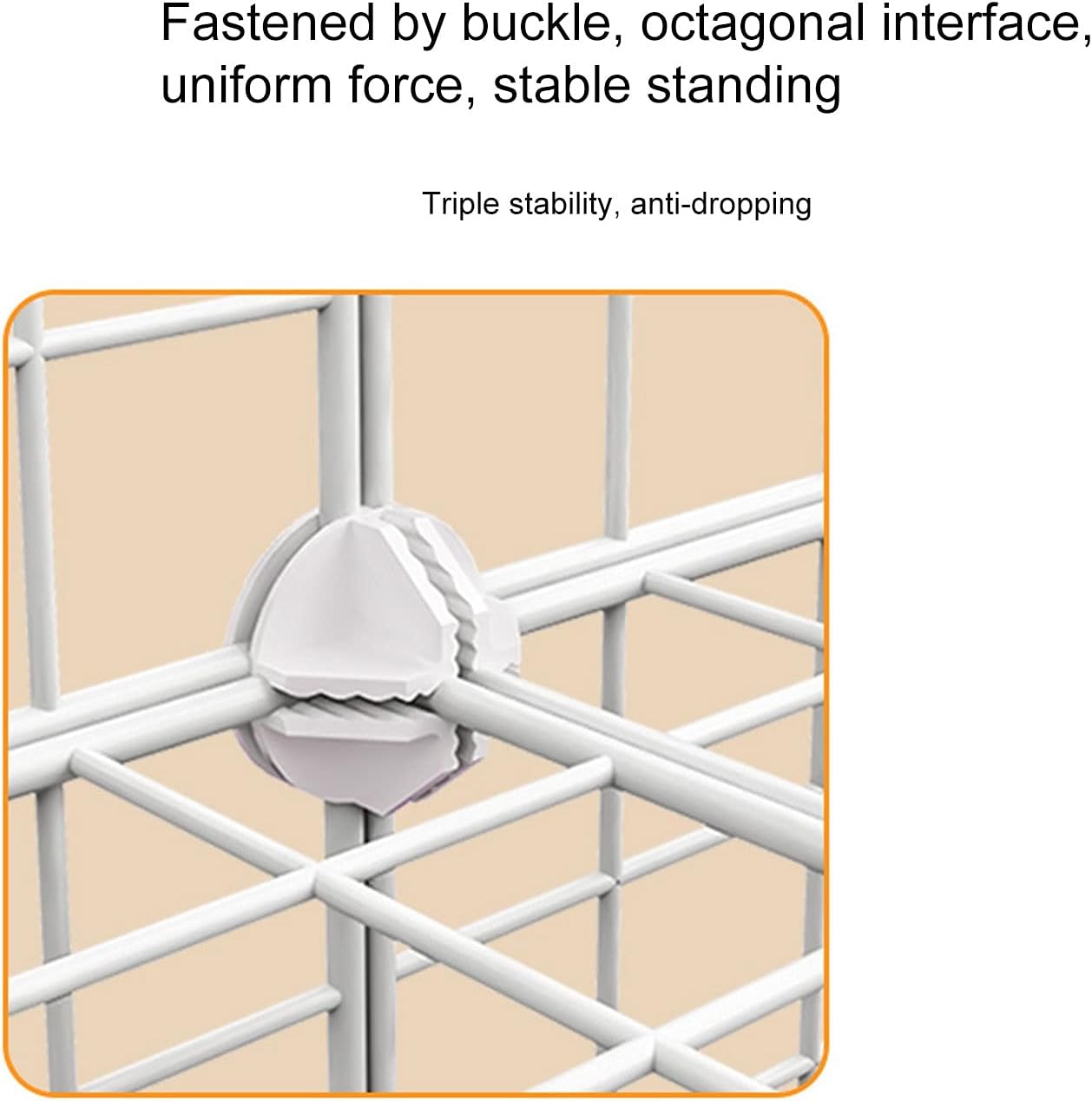 Close-up of an octagonal connector for pet fence panels