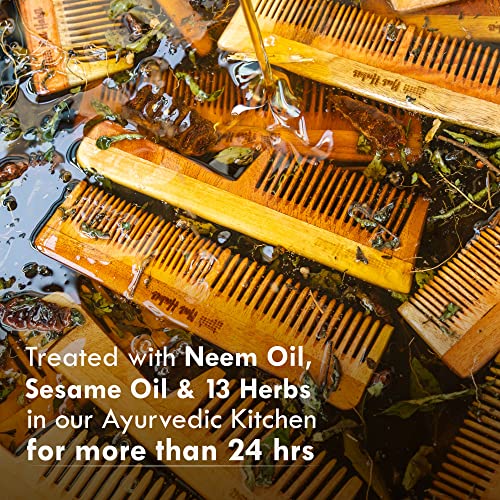 Nat Habit Kacchi Neem Wooden Pocket Comb - Soaked In 17 Herbs, Neem & Sesame Oil - Pocket-Sized & Travel-Friendly For Men & Kids Short Hair (Fine... - Image 2