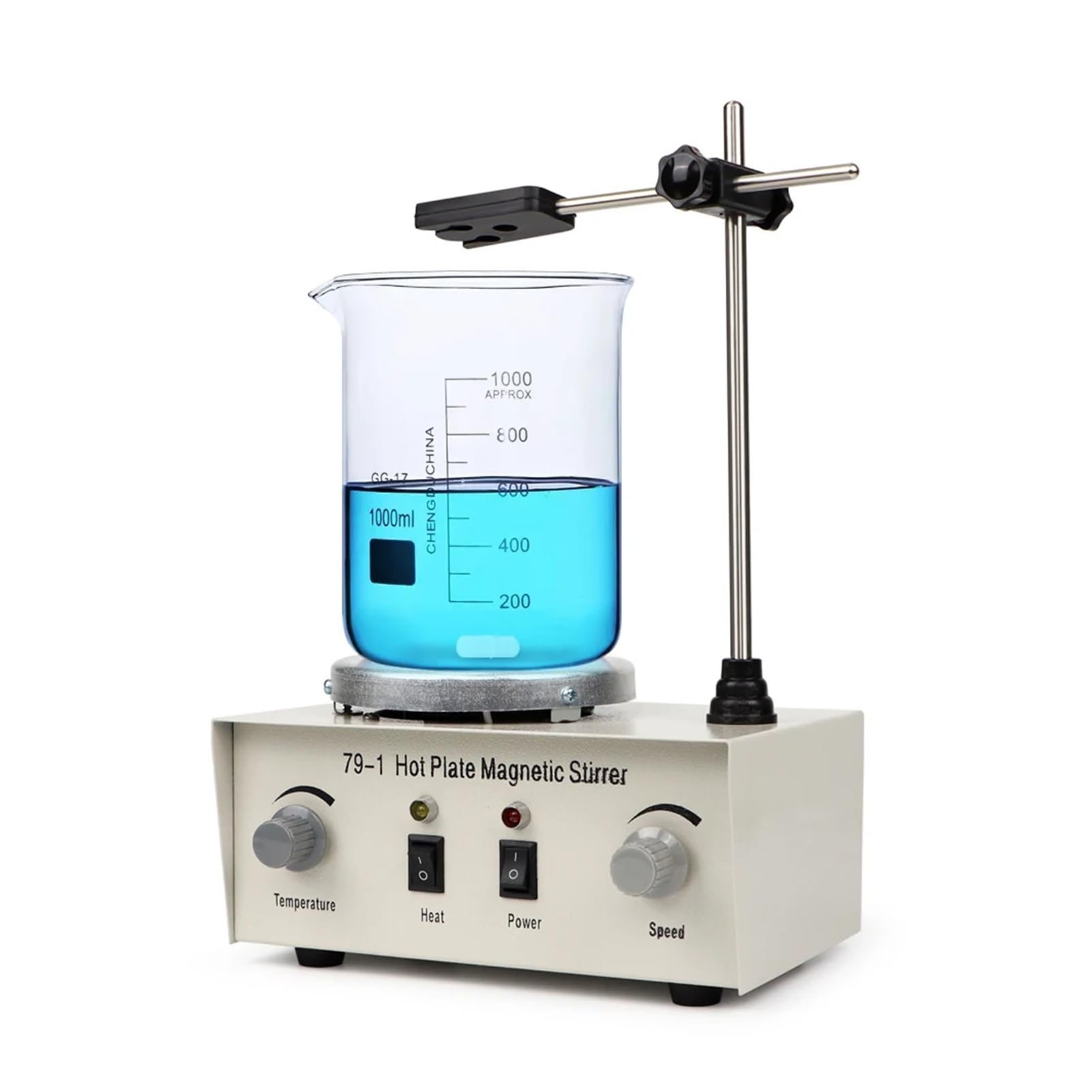 Mieszadło magnetyczne mieszadło do ogrzewania 1 l, laboratoryjna płyta grzewcza, mieszadło magnetyczne z mieszadłem 1 l, 2400 obr./min (US)