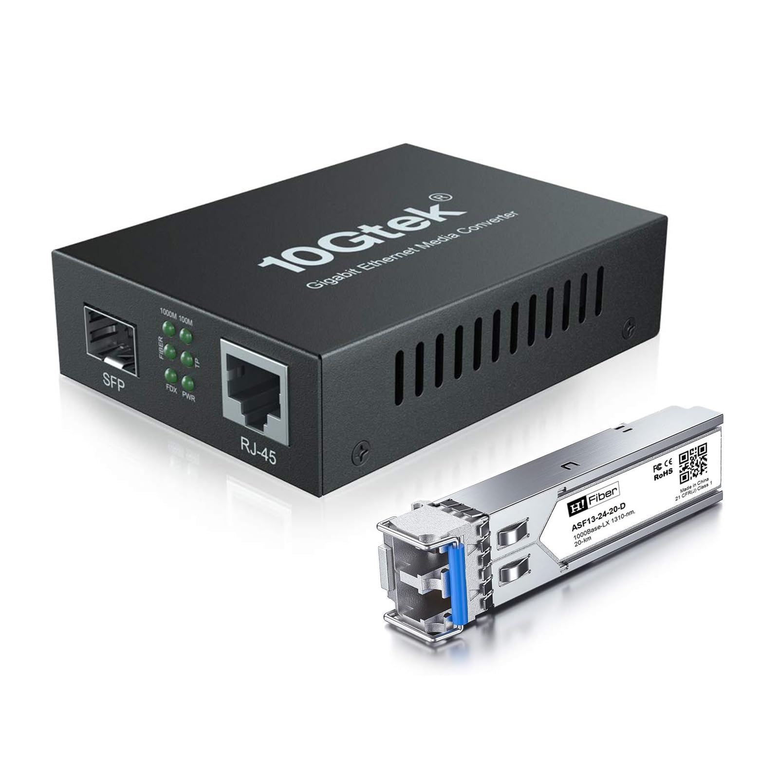HiFiber Convertitore Media Gigabit Fiber to Ethernet 20km LX 1.25G SFP RJ45