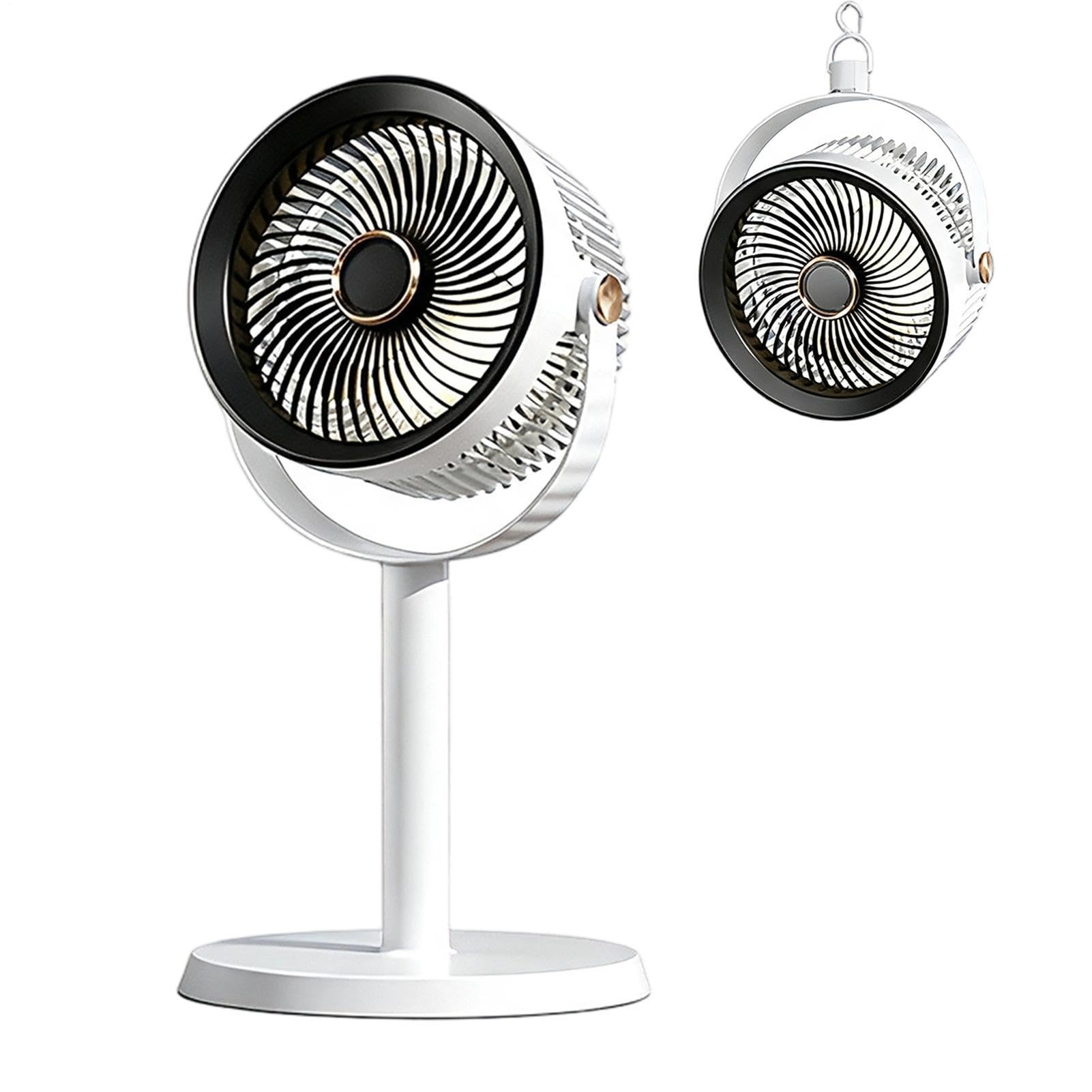 Ventilatore a piantana Ricaricabile 5 Velocità Silenzioso con Luce Notturna | Ventilatore da terra silenzioso e potente Per Soggiorno Ufficio Casa Cucina Dormitorio Interno Esterno Campeggio