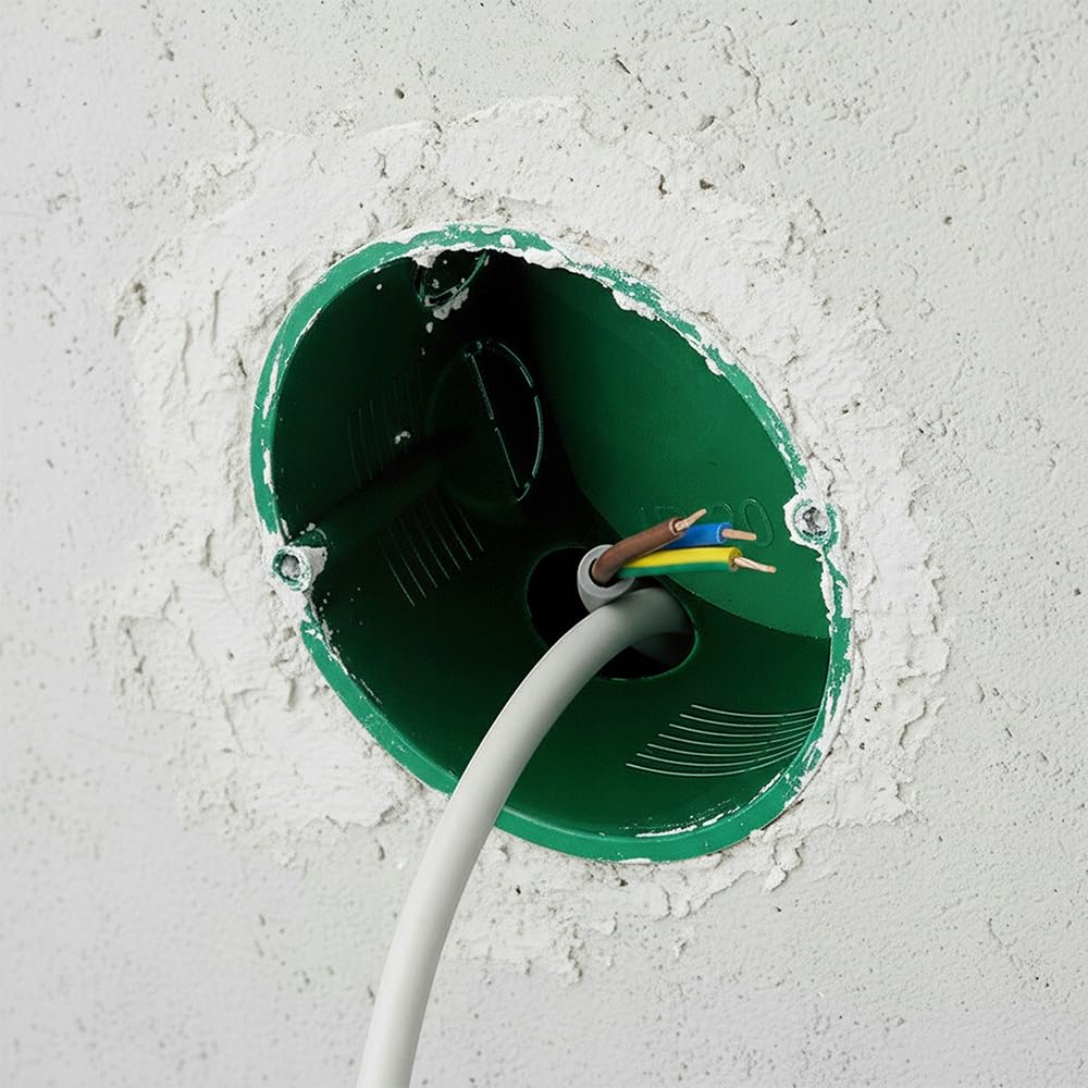 EDO Scatola Elettrica da Incasso con Coperchio Bianco a Scatto Piatta FI70 | Profondità 45 mm – Scatola da Parete Verde per Muri in Muratura e Cartongesso – 50 Pezzi