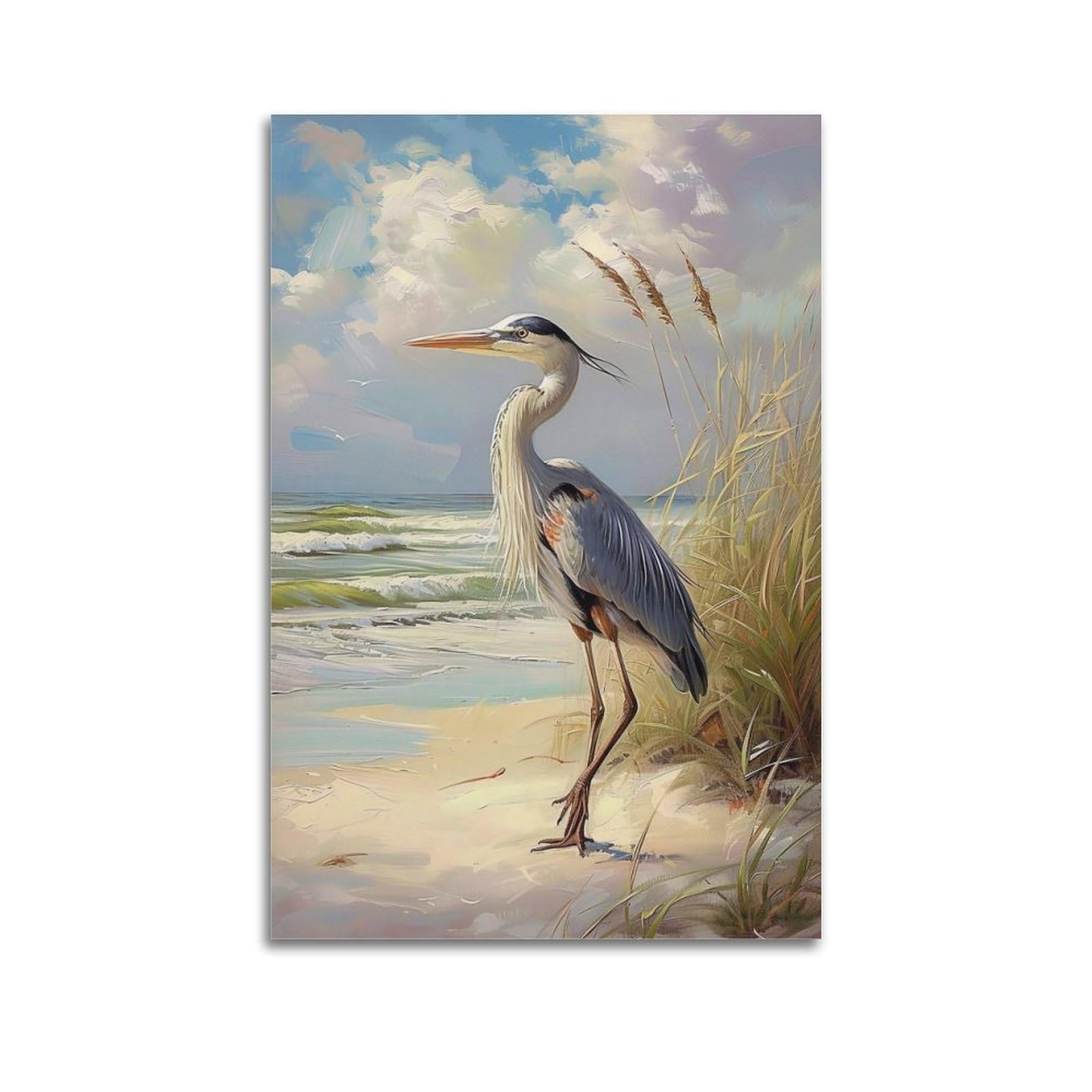 ZSZWHJ Animal Artwork Poster Egrets by The Sea Poster Decorative Painting Canvas Wall Posters And Art Picture Print Modern Family Bedroom Decor Posters 24x36inch(60x90cm)