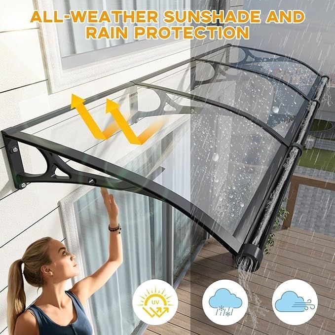 Auvent de porte avec support aluminium et couverture en polycarbonate - 5