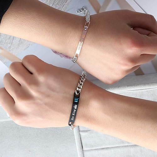 Miniatura 5 de Long tiantian - 4 pulseras de collar de pareja para él y ella CZ corazón I Love You par collar a juego para mujeres y hombres