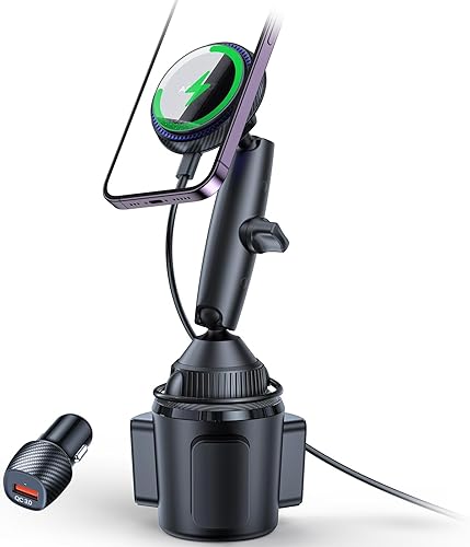 APPS2Car Magsafe Cargador de montaje de coche Tri-Pivot magnético inalámbrico portavasos soporte de teléfono para coche camión con ventilador de