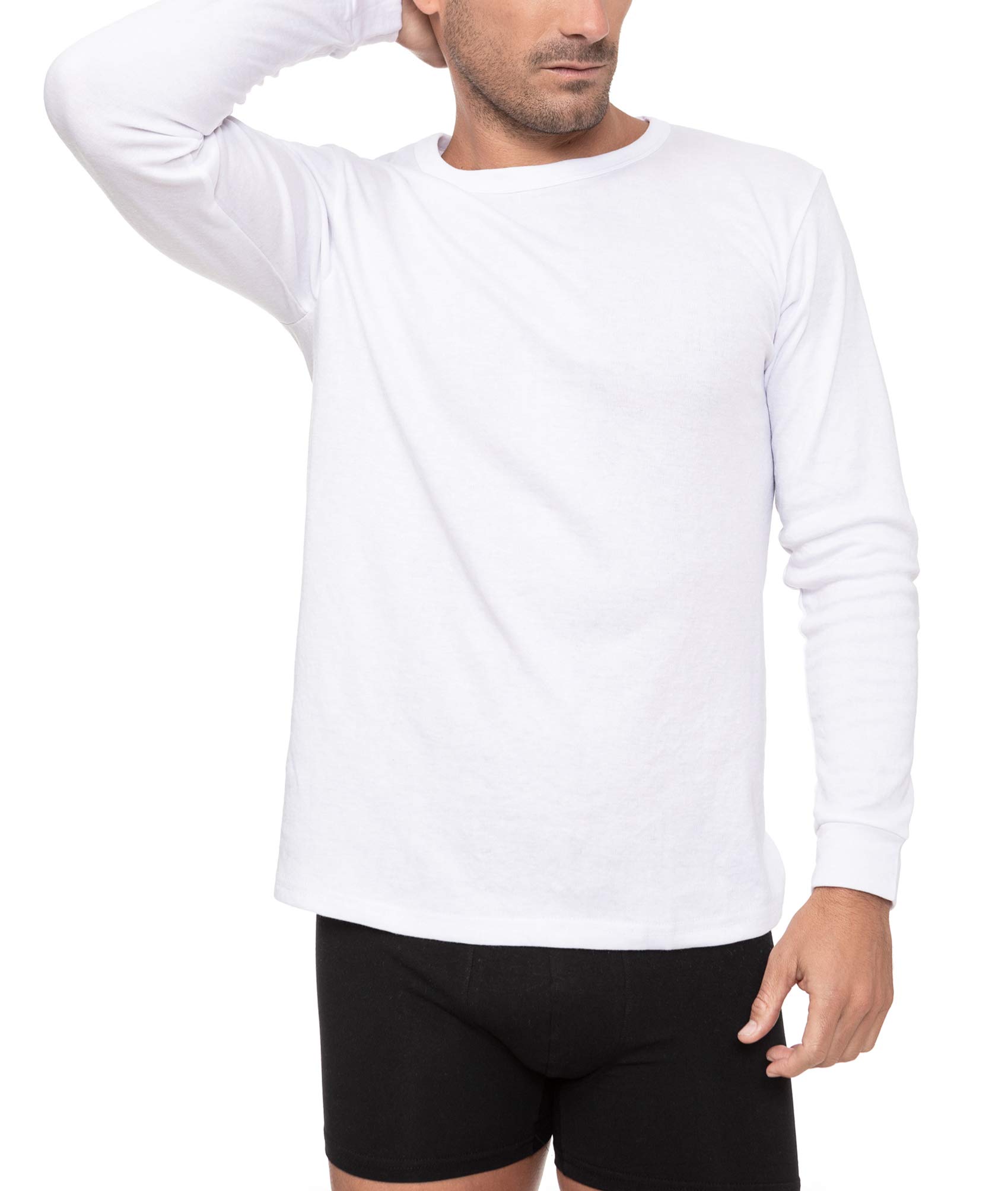Maglietta intima termica in cotone manica lunga uomo o donna girocollo 3 colori tinta unita