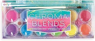 Ooly Chroma Blends Pearlescent Watercolor Set, 12 Colors, Watercolor Pack for Creative Kids and Adults, Vibrant Colors in ...