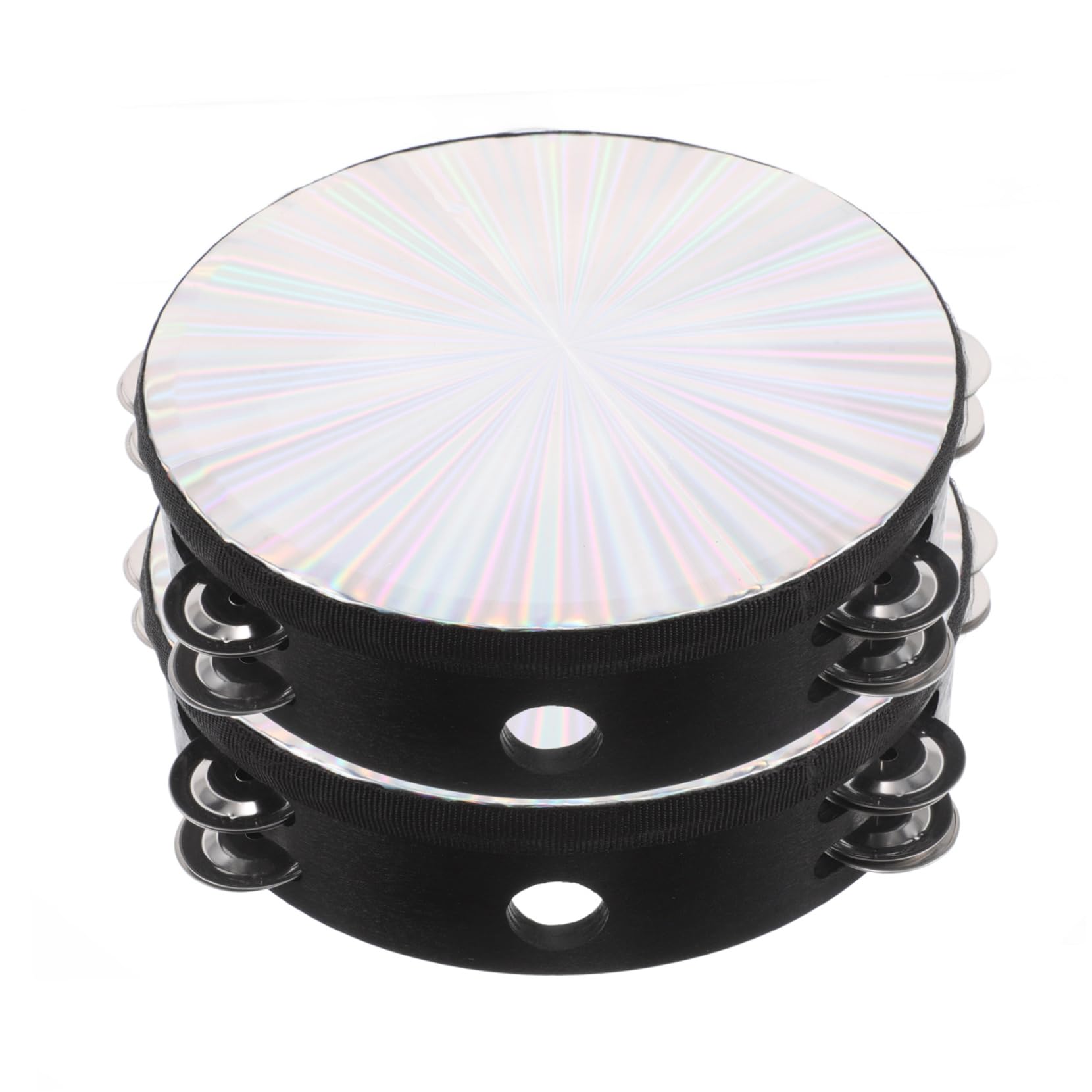 HOOTNEE 8 Inch Drum Bell Tambourine Handheld Musical Instrument Double Row Jingles for Band Dance Shows