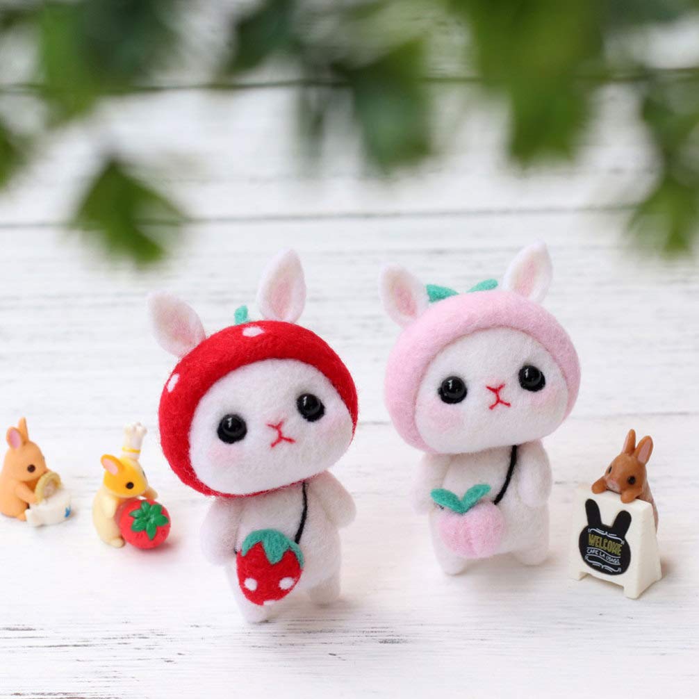 羊毛フェルト　作家様　作品　うさぎ　ぬいぐるみ　ピンク Amazon.co.jp: 羊毛フェルトキット 初心者 ウサギ かわいい フェルト