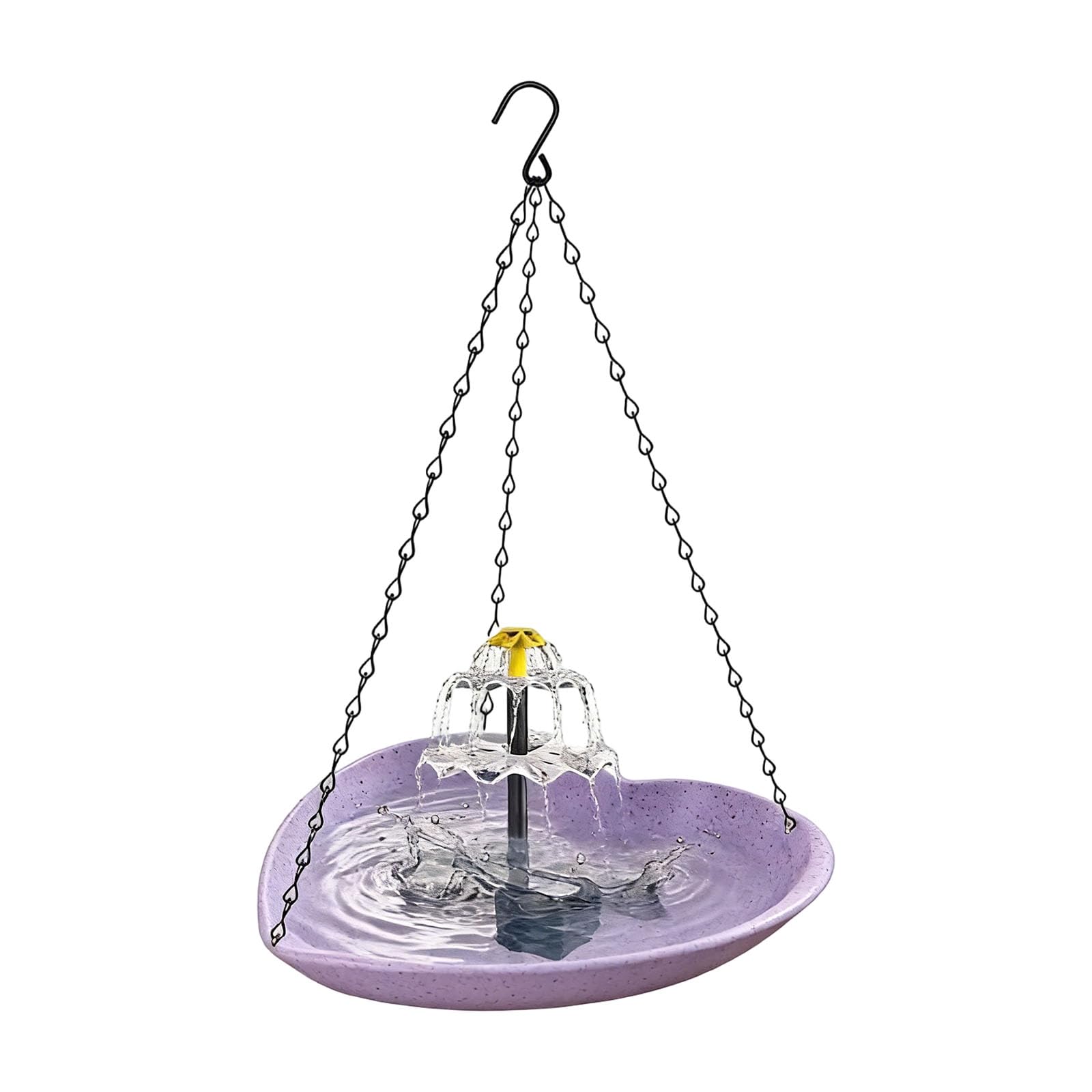 Heart Shape Solar Bird Bath with Automatic Drainage Detail Easily Maintenance Tiered Fountain Bird Feeder Attracting Birdbath Bowl