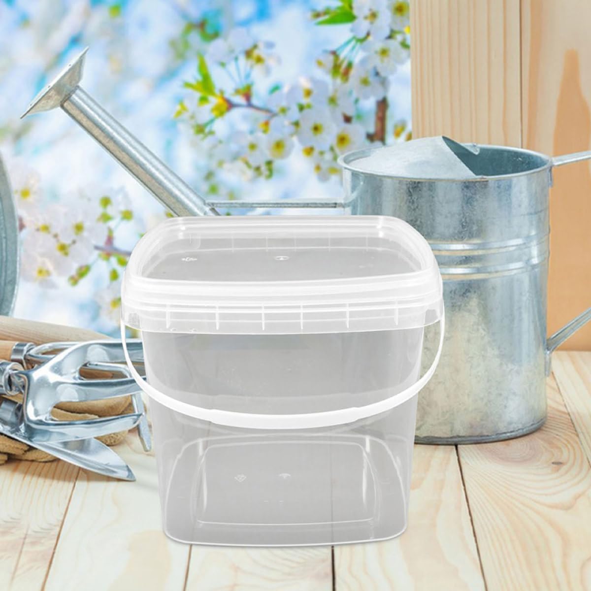 iplusmile 4 Cubos Plásticos Cuadrados 2 Litros Transparentes con Tapa Apilables y Portátiles para Almacenar Alimentos Manualidades y Organización en Cocina Garaje y Hogar