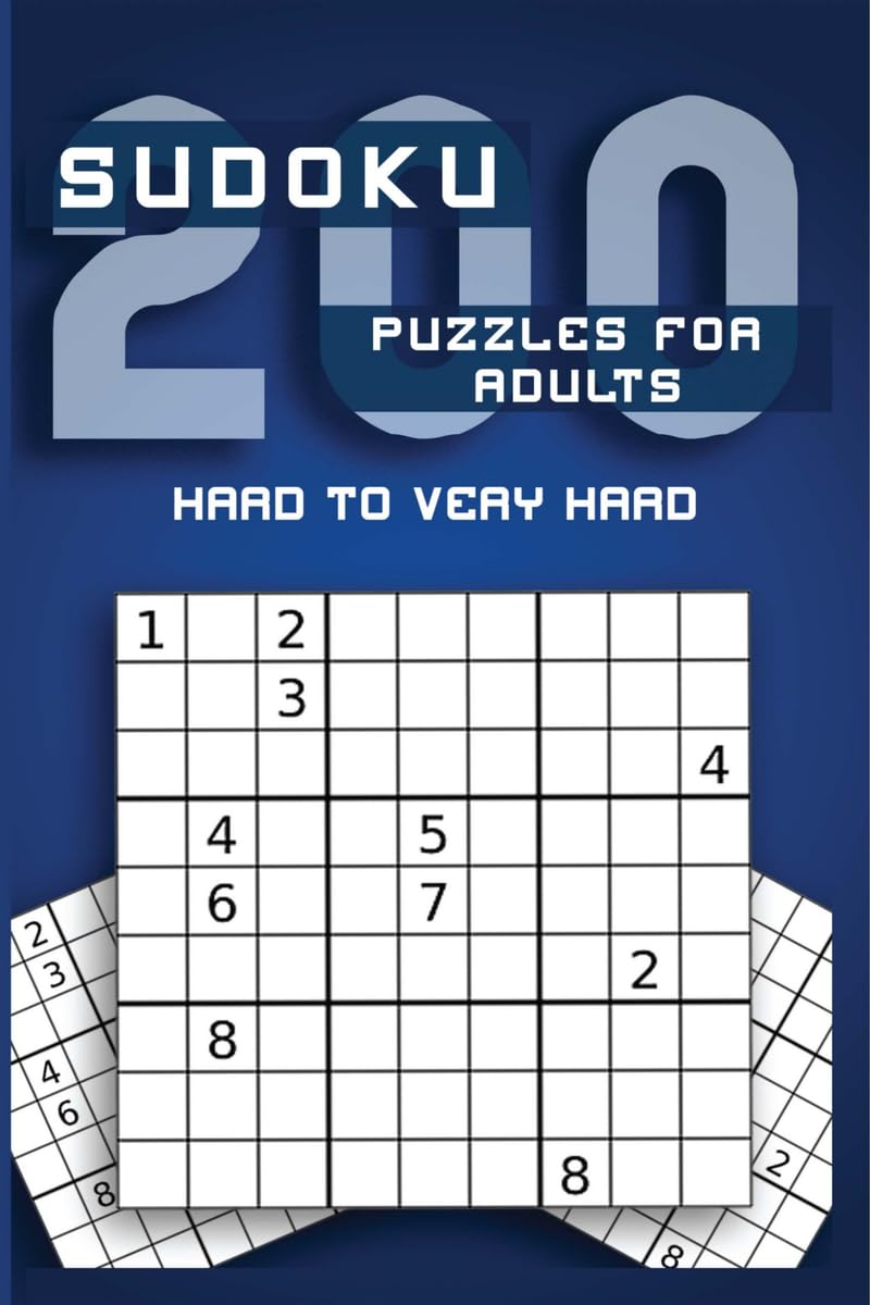 Image of Sudoku 200 Puzzles for Adults Hard to Very Hard : Two large sudoku puzzles on each page page