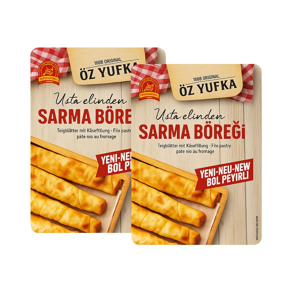 OZyufka Börek Roulé Prêt à Cuire – Farci au Fromage, Feuilleté Fait Main | Spécialité Traditionnelle – 400 g, 2 Paquets