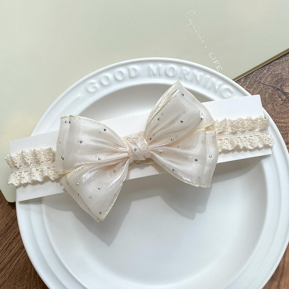 Amazon.com: Yheahin Baby Girl Bow Headband Satin Crystal Bow  display picture 2