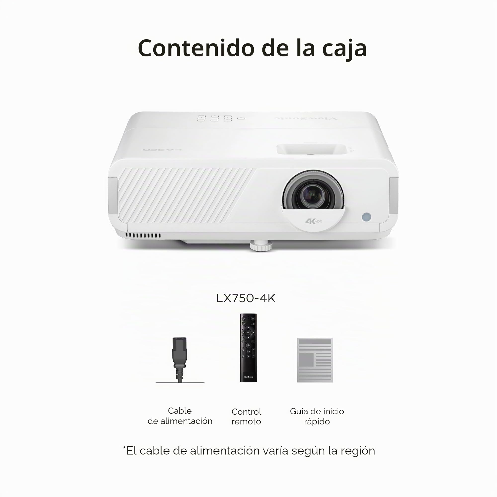 ViewSonic LX750-4K Proyector 4K real con Google TV integrado, 4000 lúmenes ANSI, HDR y HLG, zoom óptico de 1.3X, retardo de entrada de 2.9 ms, Keystone automático H/V, proyector láser para cine en