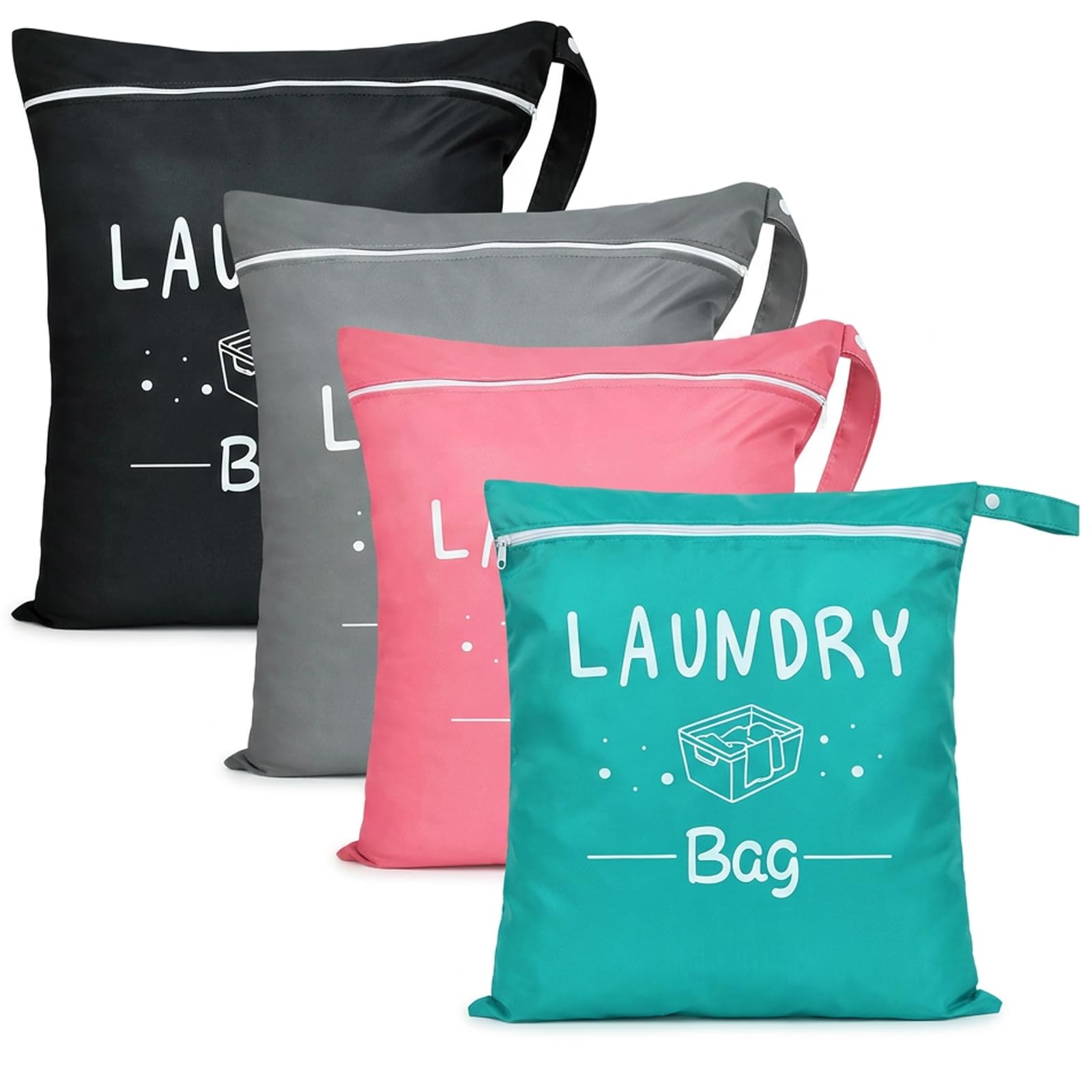 Laundry Bags, Travel Laundry Bag Set of Four, Laundry Bags for Travelling, Compact Wet Bag for Dirty Clothes, Portable Mesh Storage Organiser