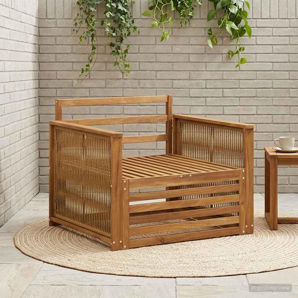 Canapé de jardin en bois d'acacia massif - Finition naturelle premium d'extérieur