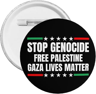 Stop Genocide Free Palestine Round Badge Gaza Lives Matter Brooch Clothing Shirt Decoration Pins Size