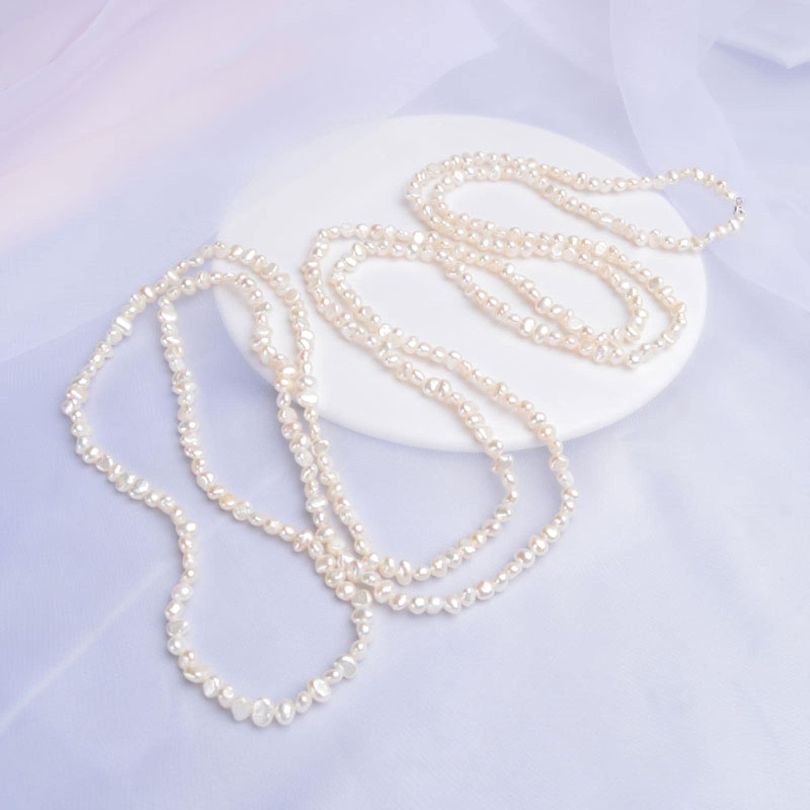 Collar Largo De Perlas De Agua Dulce Naturales para Mujer, Regalo, Múltiples Formas De Llevar Joyería De Cadena De Suéter